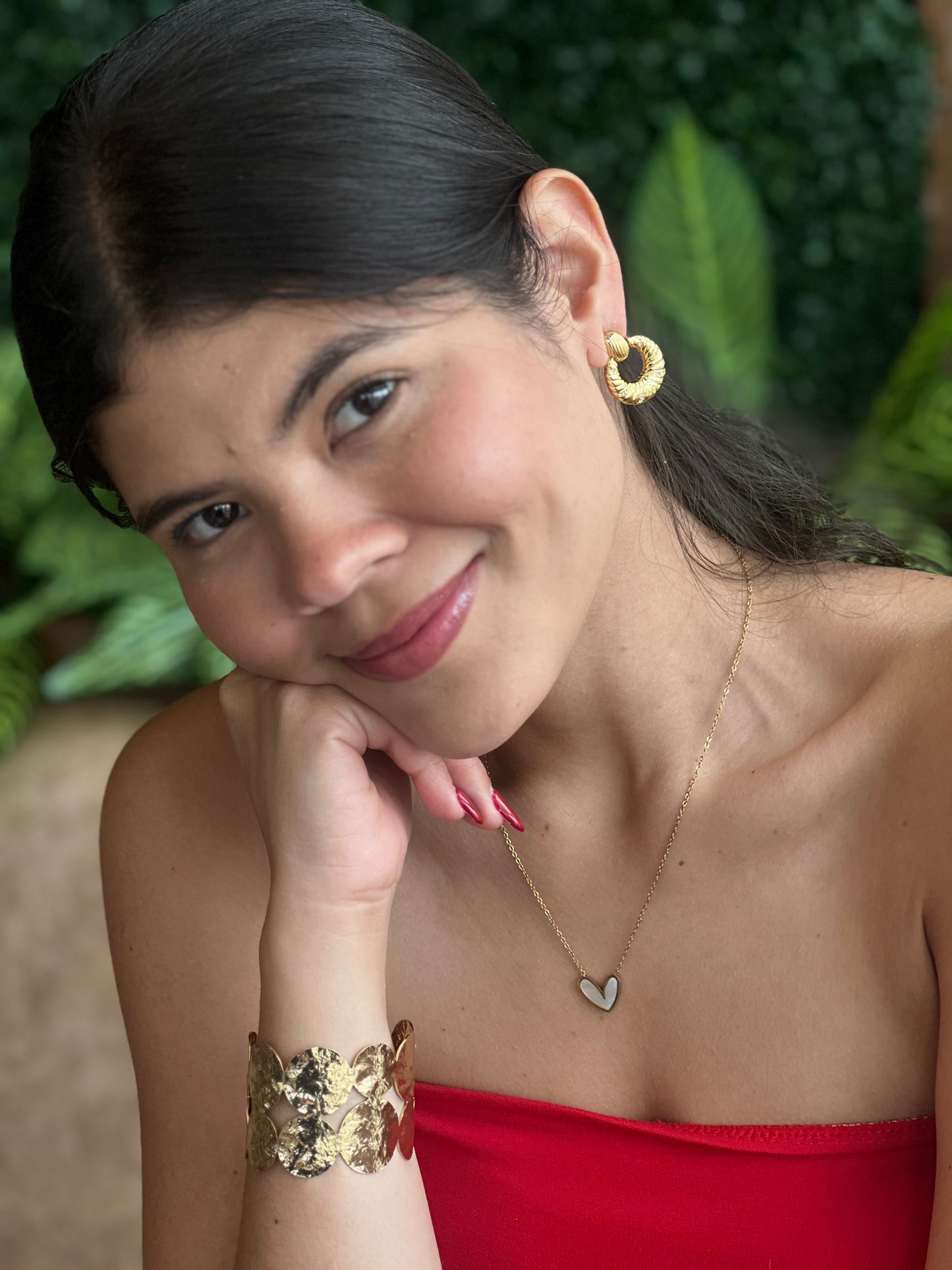 Collar corazón chiquito blanco - C007