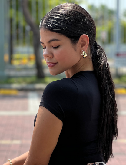 Aretes gota brillosa / Acero - A047