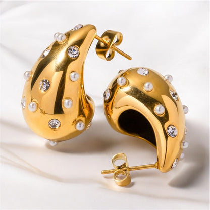 Aretes gota brillosa / Acero - A047