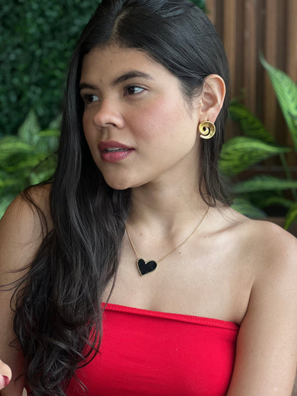 Collar corazón nácar negro - C006